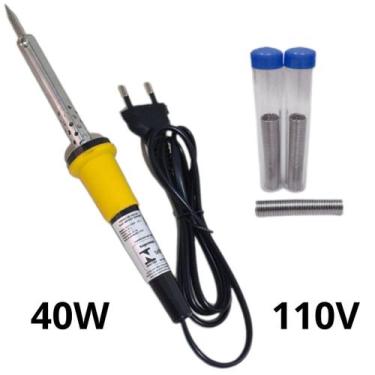 Imagem de Kit Ferro De Solda Soldar Soldador 110v ou 220v 40w ou 60w Com Estanho