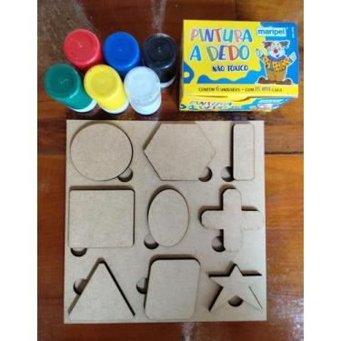 Imagem de Brinquedos Educativos Pedagógicos Madeira MDF - Régua Geométrica + Tin