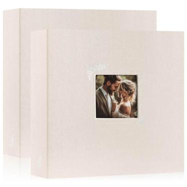 Imagem de Lanpn 2 Pacotes De Álbum De Fotos De Scrapbook 12X12, Capa Com Design De Janela De Linho, Pasta De 3 Argolas Com Carga Superior, Fichário De Fotos, Álbum De Fotos 12 X 12 Polegadas Com 30 Capas De P