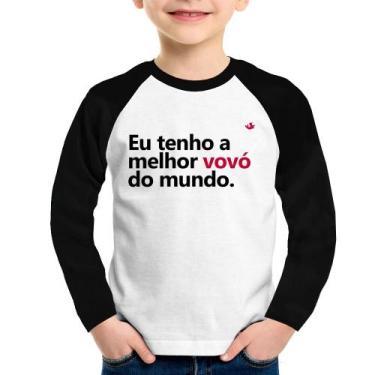 Imagem de Camiseta Raglan Infantil Eu tenho a melhor vovó do mundo Manga Longa -