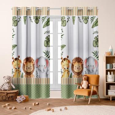 Imagem de Cortina Infantil 3,00x2,20 Decoração Divertida para Quarto de Criança (Safari Baby)