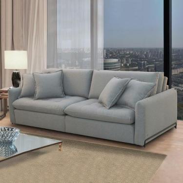 Imagem de Sofá Cama Sala de Estar 190cm Reclinável Retrátil Pés de Aço Preto com