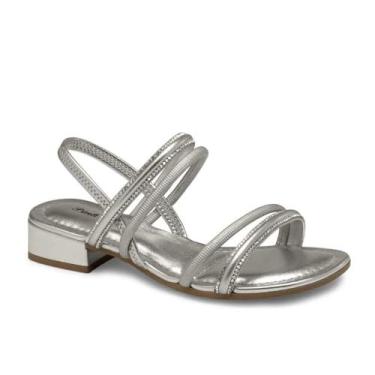 Imagem de Sandália Infantil Menina Pink Cats Saltinho Tiras Trançadas Prata 33