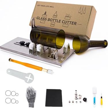 Imagem de Cortador de garrafa de vidro, kit de ferramentas de corte de garrafa atualizado, máquina DIY para cortar vinho, cerveja, licor, uísque, álcool, champanhe, cortador de garrafa para garrafa redonda da