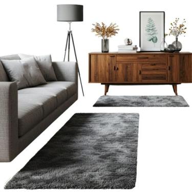 Imagem de 2 Tapete Passadeira Peludo Kit Beira de Cama Closet Aparador - Mava En