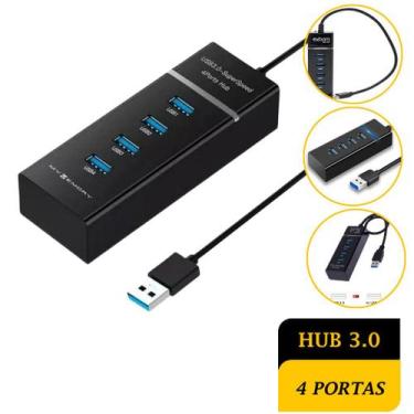Imagem de Hub Usb 3.0 Lehmox com 4 Portas Super Speed 5 Gbps e Led Indicativo Pr