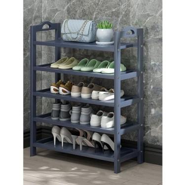 Imagem de Sapateira empilhável 3/4/5 organizador de armazenamento de sapatos 6-25 pares para porta de entrada de armário prateleira de sapato de bambu economia de espaço grande suporte de torre de sapatos alto