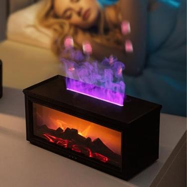 Imagem de Difusor de óleo Essencial de Chama Com 280 Ml de Tanque de água, Difusor de Aromaterapia Com Lareira por Névoa Ultrassônica, Controle Remoto, Efeito de Lareira Realista para Casa e Escritório (Preto)