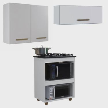 Imagem de Conjunto Balcão Cooktop 4 Bocas 2 Nichos para Forno e 2 Armários Aéreo