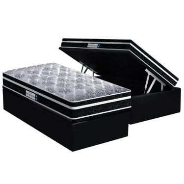 Imagem de Cama Box Baú Solteiro: Colchão Anatômico Probel D33 ProDormir Advanced Tech1500 Plus + Base crc Suede Black (88x188)