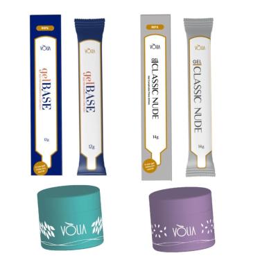 Imagem de Kit Gel Base Volia Refil + Gel Classic Nude + 2 Pote Volia