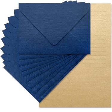 Imagem de Tuhangcc Conjunto de papel de escrita e envelopes de papelaria com corda de juta 10 x 15 para escrever cartas, (20 melhores papéis com 10 envelopes pesados), da Better Gift Office Products (azul)