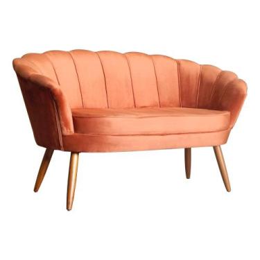 Imagem de Namoradeira Pétala Em Veludo - Pés de Madeira - S.A. Móveis - Estopar,