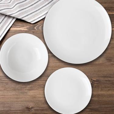 Imagem de Conjuntos de louça de cerâmica premium. Conjuntos de pratos e tigelas. Conjunto de pratos. Conjunto de pratos para 4. Platos De Cocina Seguro para lava-louças Branco