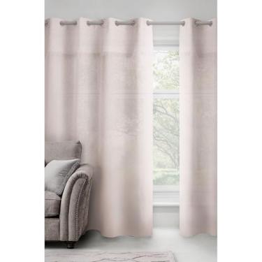 Imagem de Safdie & Co. Cortina transparente branca com aparência de linho 213 cm de comprimento, 1 painel. Cortina de janela Cortina de porta de pátio. Cortinas para Ventanas. Cortina rosa