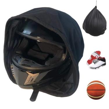 Imagem de Bolsa de capacete de poliéster para motocicleta com forro de lã com fecho de cordão, à prova de poeira, respirável, lavável, armazenamento de hóquei, soldagem