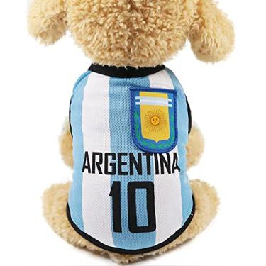 Imagem de GabeFish Camiseta de futebol americano para o World Cup com estampa de cachorro e animal de estimação, esportes, futebol americano, colete do time nacional, gato, verão, roupas legais da Argentina GG