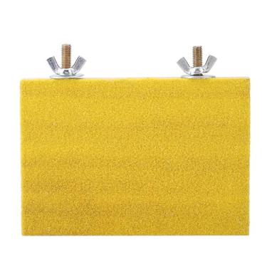 Imagem de Bird Perch Stand Plataforma Toy Playground Moagem Limpo Seguro Não Tóxico Papagaio De Madeira Suporte para Gaiola Vermelho Amarelo 9x13cm 91 94g (Parafusos laterais longos amarelos)