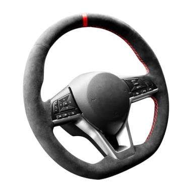 Imagem de Alfanxi Hand Stitch Steering Wheel Cover Fits Alcantara Material for Kia K5 Optima Ceed Forte Cerato 2019-2022 (Red Stripe)