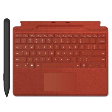 Imagem de Teclado Pro 11 com caneta fina compatível com Microsoft Surface Pro 11/10/9/8, teclado de assinatura magnética Pro 10 para Microsoft Surface Pro 11/10/9/8/X com caneta fina (vermelho papoula)