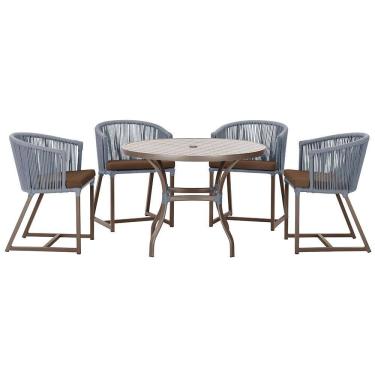 Imagem de Mesa com 4 Cadeiras de Jantar Roma 100cm e Noronha em Aluminío