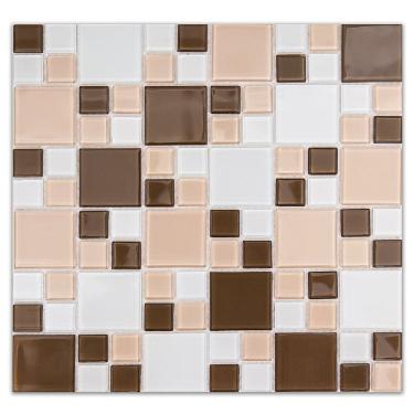 Imagem de Pastilha De Vidro Cristal 29,7x29,7cm Branco/bege/marrom