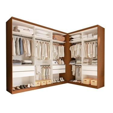 Imagem de Conjunto Closet Casal Sem Portas 2 Módulos 6 Gavetas França Freijó