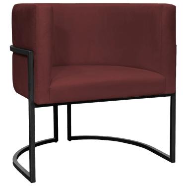 Imagem de Poltrona Luna Suede Cores Base De Ferro Preta - Bordô, Suede