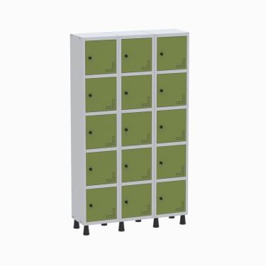 Imagem de Roupeiro Aço Light 3v 15 Portas Gr303/15 Cinza/verde