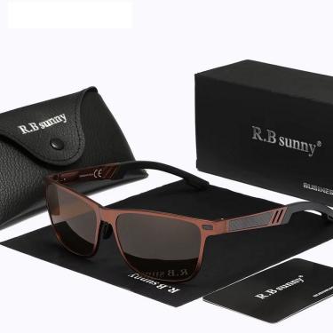 Imagem de Óculos De Sol Polarizados Para Homens E Mulheres Estilo Retangulares Design Piloto Uv400 Marrom