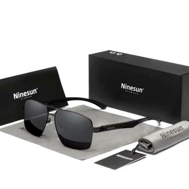 Imagem de Óculos De Sol Masculino Design Quadrados Estilo Classico Piloto Com Protecao Uv400 Preto