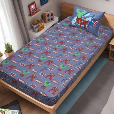 Imagem de Jogo De Cama Solteiro Vingadores Malha 70% Algodão 30% Poliéster Avengers Evergreen/blue