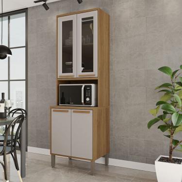 Imagem de Paneleiro Torre Quente Flórida Com Vidro Fumê Salleto Cinamomo/ Off White