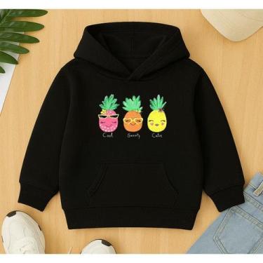 Imagem de Agasalho Blusa De Frio Canguru Feminino Infantil Estampa Frutas Fofas 