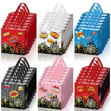 Imagem de GliCraft 40 peças de sacolas de lembrancinhas de festa de herói aranha Web Boom Crash, sacos não tecidos a granel com alças reutilizáveis, saco de doces de aniversário para lembrancinhas de festa de