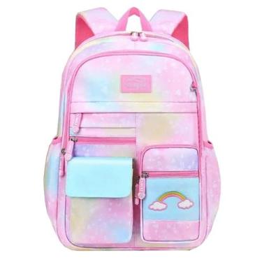 Imagem de Mochila Escolar Infantil Espaçosa Menina Colorida Princesa Arco Iris P