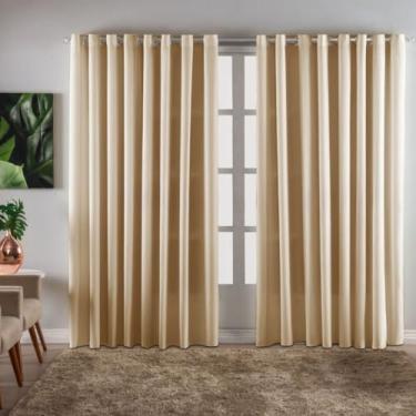 Imagem de Cortina Grande Ilhós Cromado 3 X 2.20 Oxford Para Quarto Sala Escritório(Caqui)