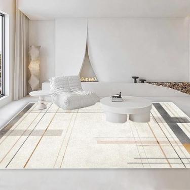 Imagem de Tapete geométrico moderno para sala de estar, decoração de área grande, tapete de cabeceira de pelúcia (3,2 x 6,5 pés (100 x 200 cm) / JH034-Flannel-10)