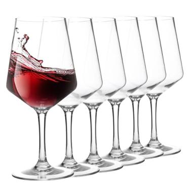 Imagem de Taças de vinho inquebráveis de 510 g - taças de vinho de haste de plástico acrílico, conjunto de 6 taças de vinho tinto ou branco, lavável na lava-louças, livre de BPA (transparente, médio)