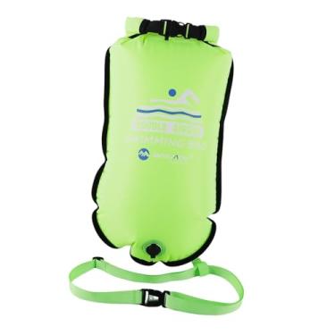 Imagem de Colaxi Boia de natação inflável, bolsa de natação flutuante, bolsa de armazenamento de alta visibilidade, flutuador para treinamento, barco, rafting, águas, Verde