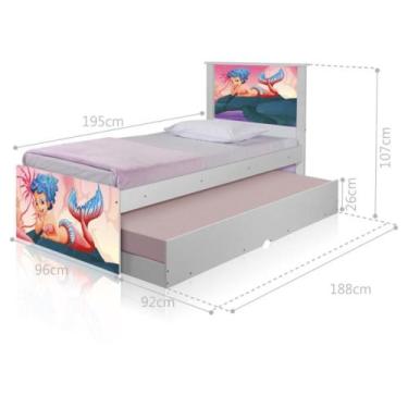 Imagem de Bicama Juvenil com Cabeceira Adesivada Sereia nas Pedras - CASA H