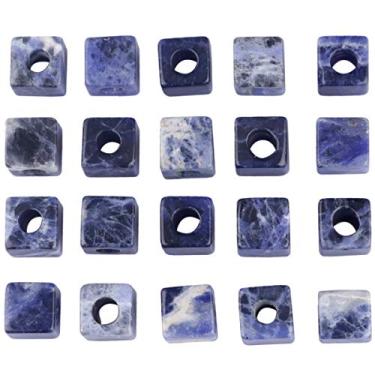 Imagem de Nupuyai — Contas largas de pedra grande para fabricação de joias, formato quadrado — Pulseira de berloques com contas europeias, pacote com 20, Azul, 1