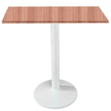 Imagem de Mesa Zeta Ferro Branco 75 Cm (alt) Disco Redondo Tampo Mdp Quadrado 80 Cm Larg X 2,50 Cm Alt Noce Nat