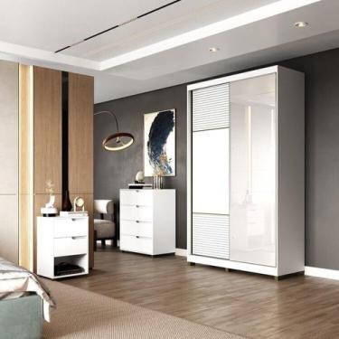 Imagem de Quarto Solteiro com Guarda-roupa 2 Portas de Correr, Cômoda e 1 Mesa d