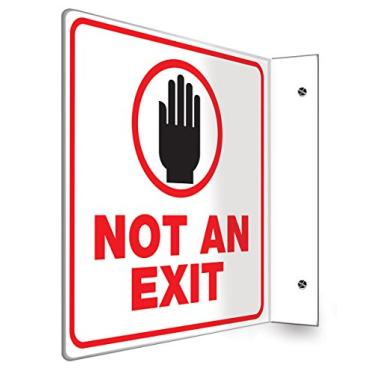 Imagem de ACCUFORM Placa de projeção 90D Signs PSP237, Legend "NOT an EXIT" com gráfico, painel de 20 x 20 cm, plástico de alto impacto de 0,25 cm de espessura, orifícios de montagem pré-perfurados,