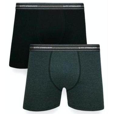 Imagem de Kit Cueca Boxer Lupo Com Elastano 2 Peças - Preto e Grafite, G