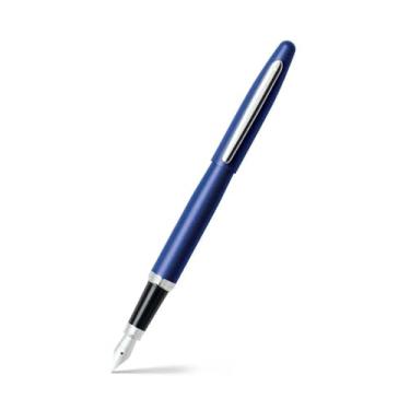 Imagem de Sheaffer Caneta-tinteiro azul neon VFM com acabamento cromado e ponta fina