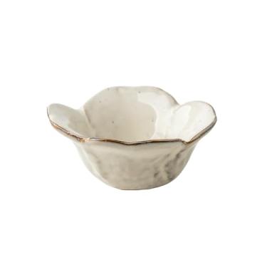 Imagem de Prato de condimento de pétala retrô de 9 cm para panela quente e culinária japonesa - branco