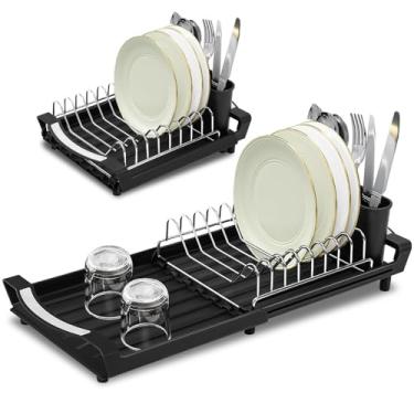Imagem de Escorredor Retrátil, Escorredor de Louça, Extensível até 50cm, Escorredor, Pratos Dobrável com Suporte para Talheres Removível, Economia de Espaço, Multifuncional, Extraível, Preto