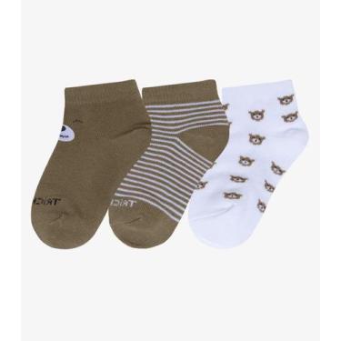 Imagem de Kit 3 Pares De Meia Cano Curto Infantil Trick Nick Marrom, 19/22, Marr
